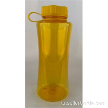 Желтая бутылка для воды с широким горлом на 1000 мл